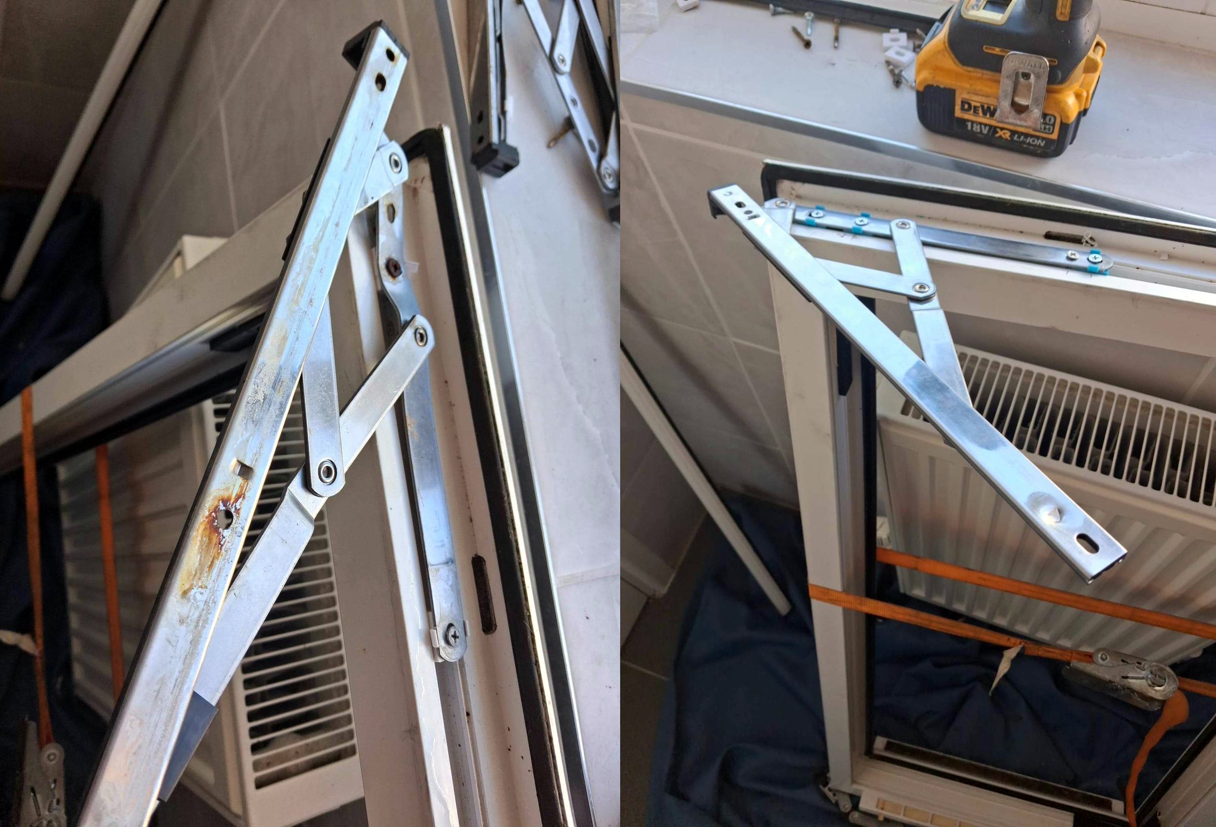 New friction stay hinges fitted to a uPVC window